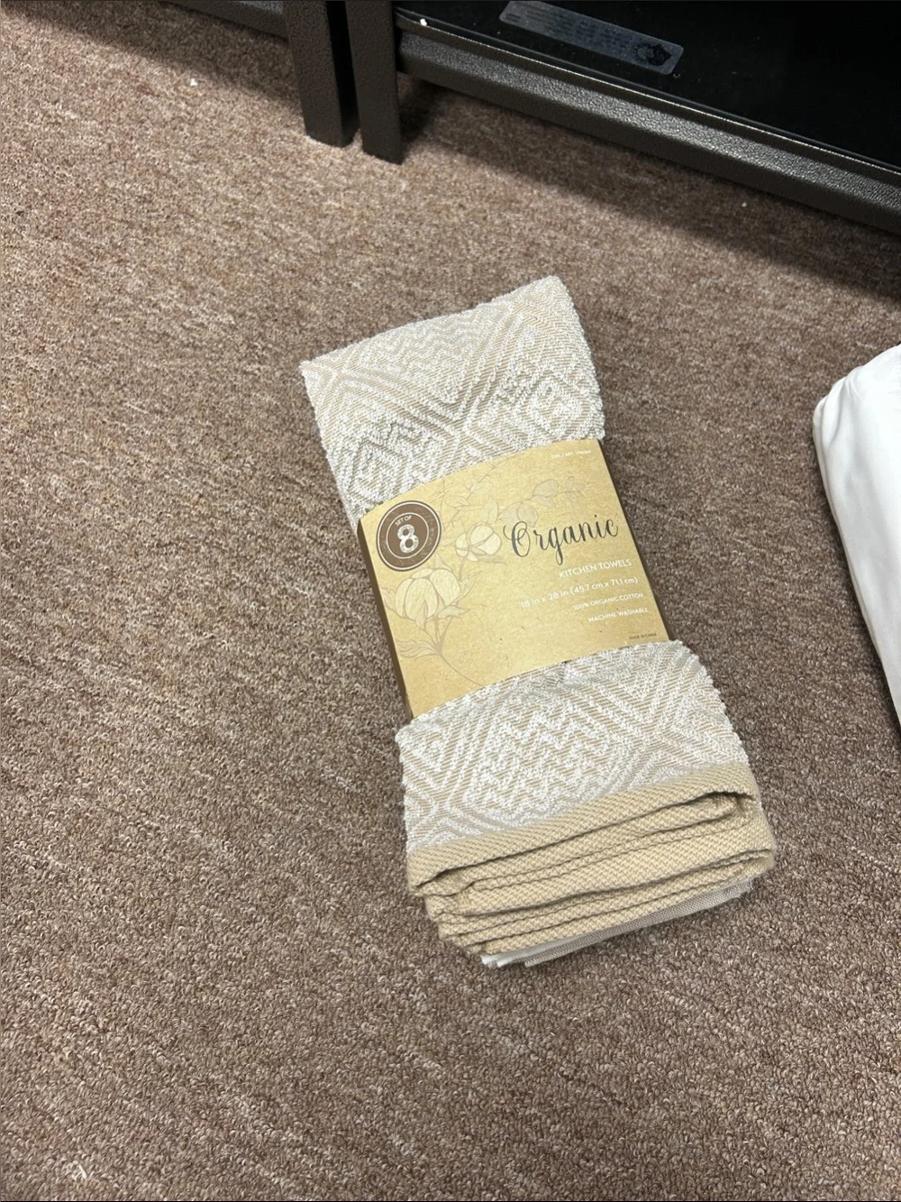 Organic Beige & White Kitchen Towels - 8 Pack